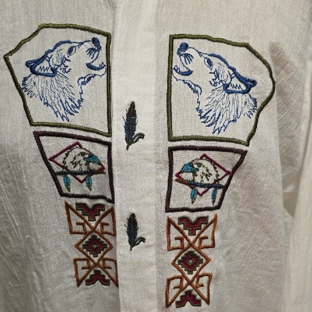 Embroidered White Button Down Shirt - Picture 6 of 12